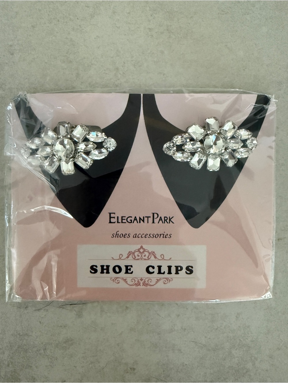 Elegant Park Crystal Shoe Clips - Clear Rhinestone Clip On Accents